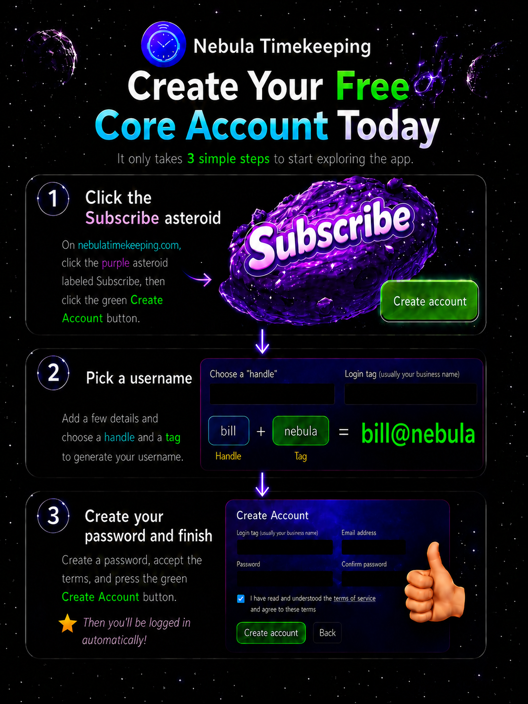 Create Account flyer